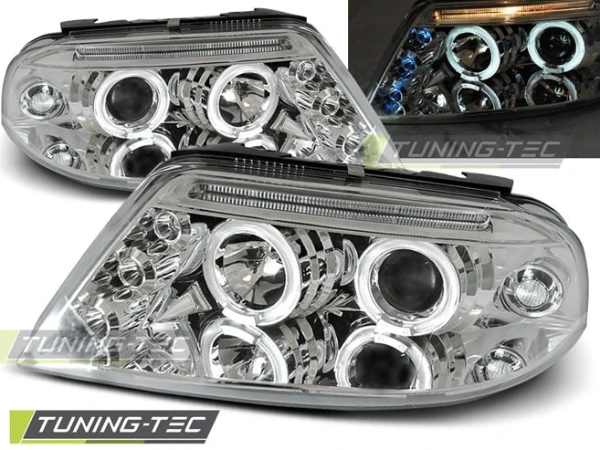 Přední světla Volkswagen Passat 3BG, 2001-2004, Angel Eyes, chrom LPVW79