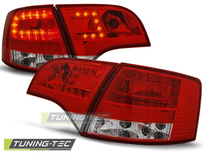 Zadní světla, lampy LED Audi A4, 2005-2008, combi, čiré, červené