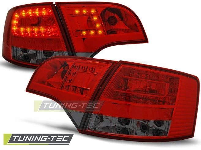 Zadní světlomety, světla, lampy LED Audi A4, 2005-2008, combi, kouřové, červené