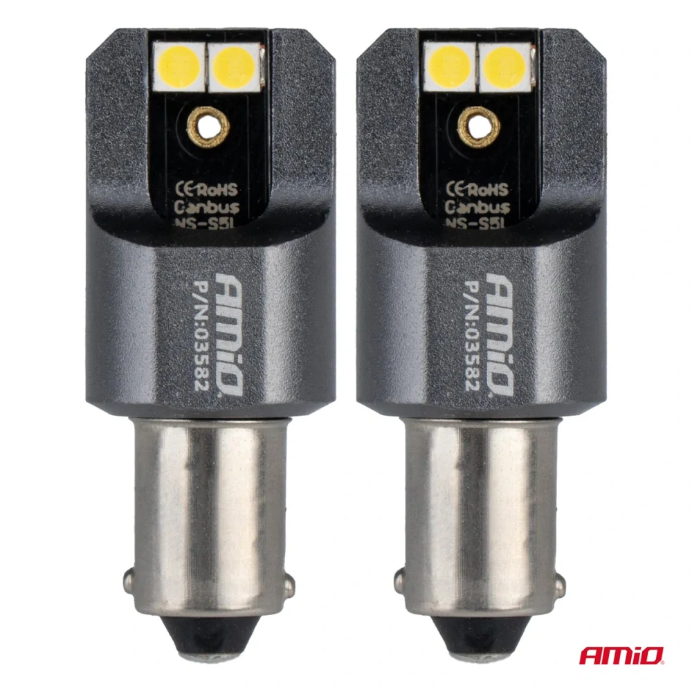 LED žárovky FULL CANBUS PRO T4W BA9S 4x3030 SMD bílé 12V/24V AMIO( 2ks)