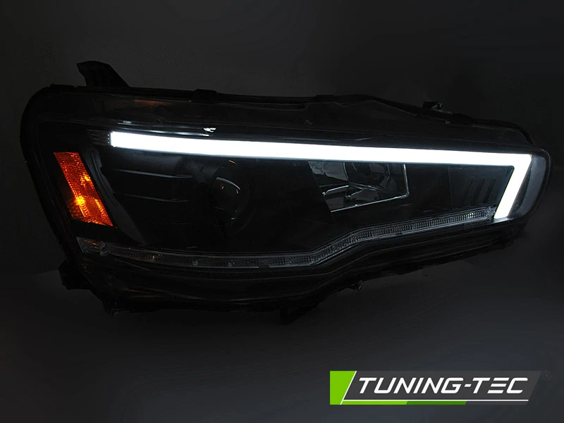 Přední světla, světlomety, lampy Mitsubishi Lancer 8, 2008-, TubeLight, SEQ, černé