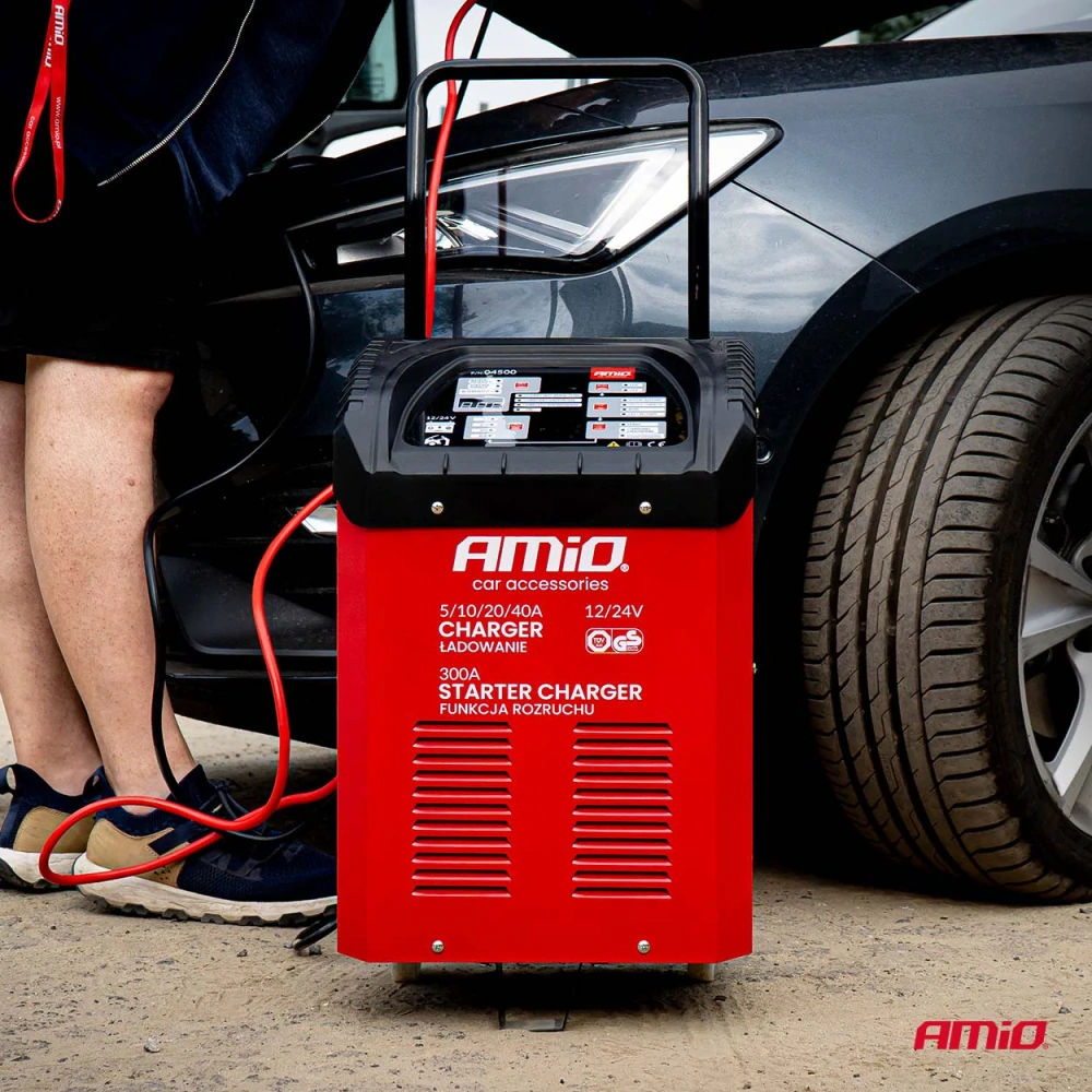 Nabíječka autobaterií 20-600Ah se startovací funkcí 300A, AMIO