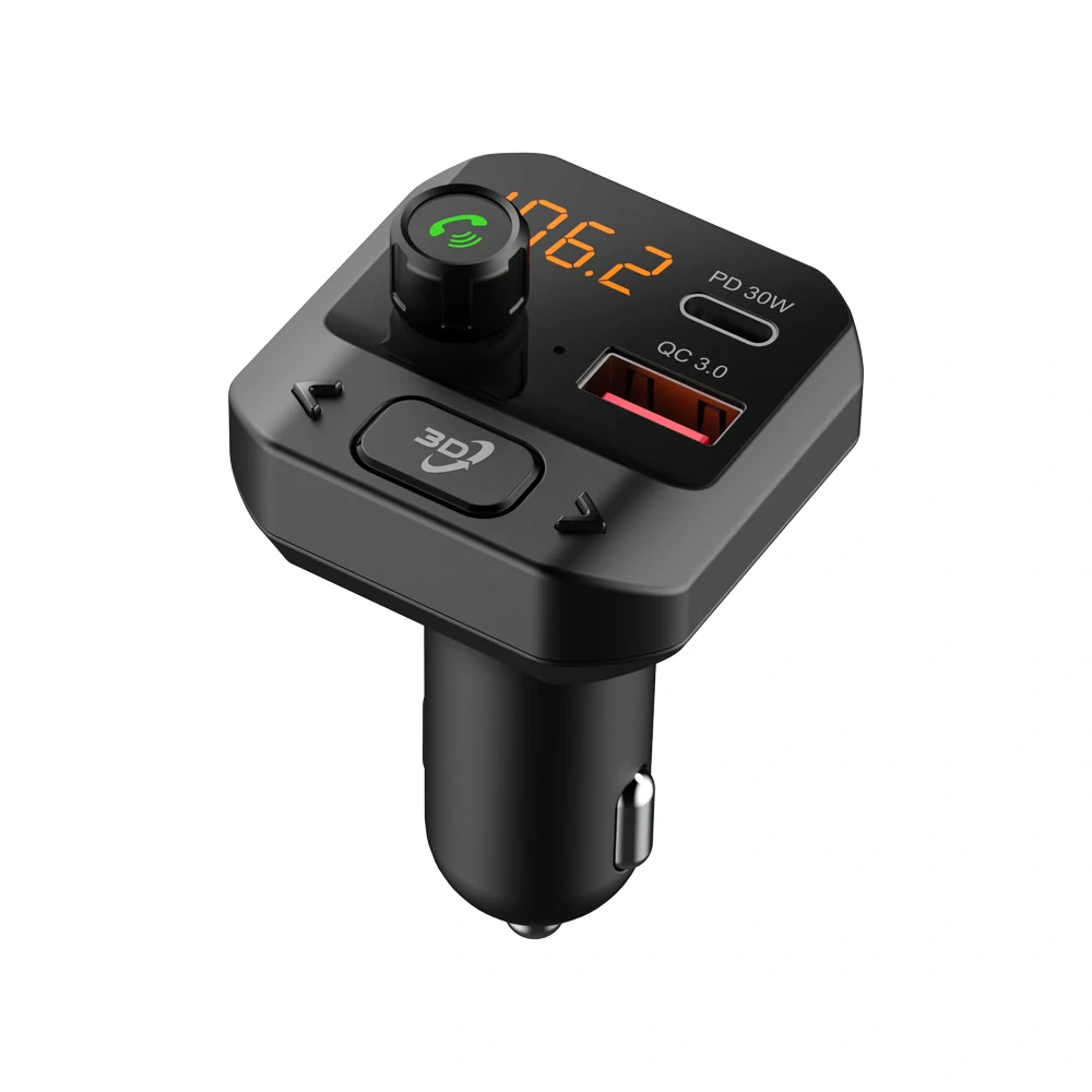 Bluetooth/MP3/FM modulátor bezdrátový s SD portem do CL s 3D stereo, USB-C / USB QC3.0