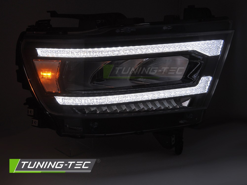 Přední světla Dodge Ram 19-22 černé LED DRL SEQ