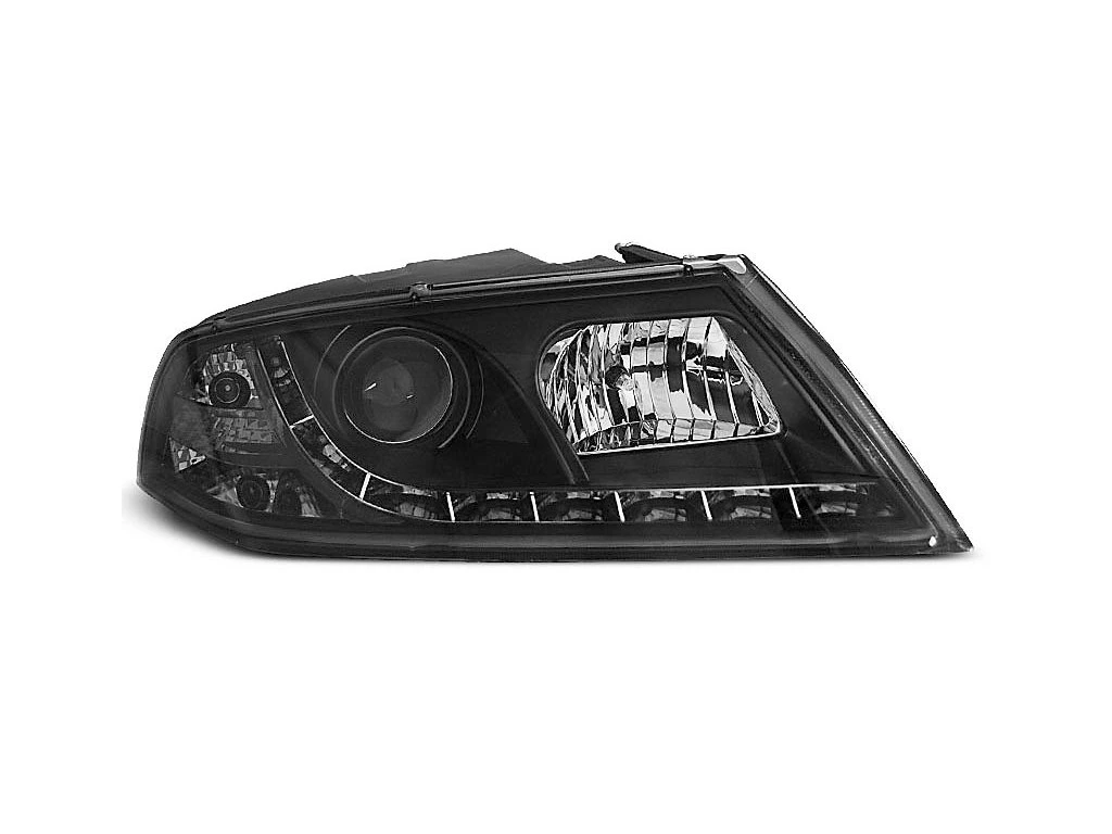 ŠKODA OCTAVIA II 04-08 - přední černá světla s LED svícením pro xenon