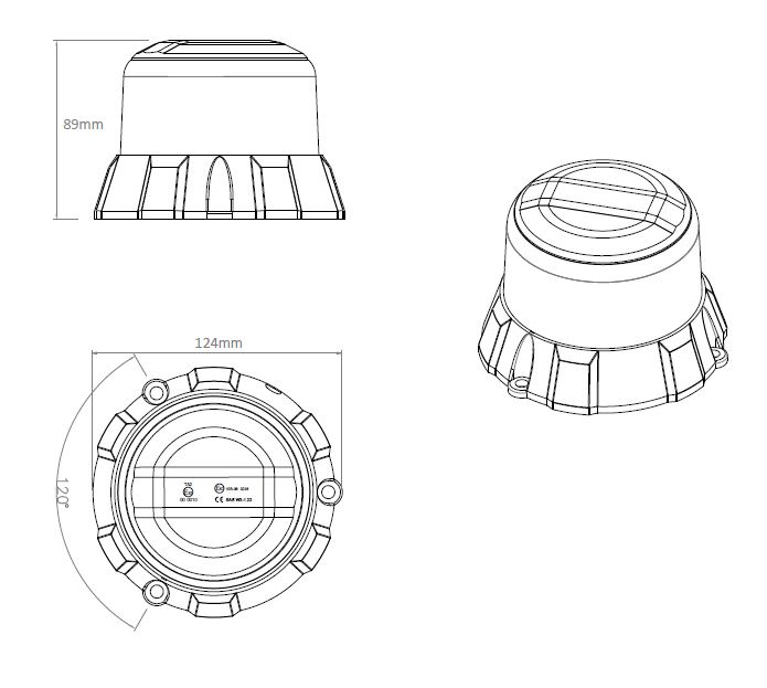 Robustní oranžový LED maják, oranž.hliník, 48W, ECE R65