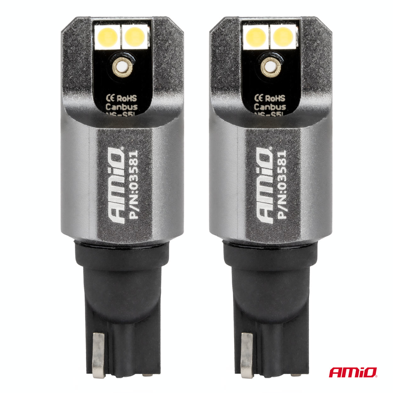 LED žárovky W16W T15 CAN-BUS 4 SMD LED, bílé 6000K, 2 ks AMIO