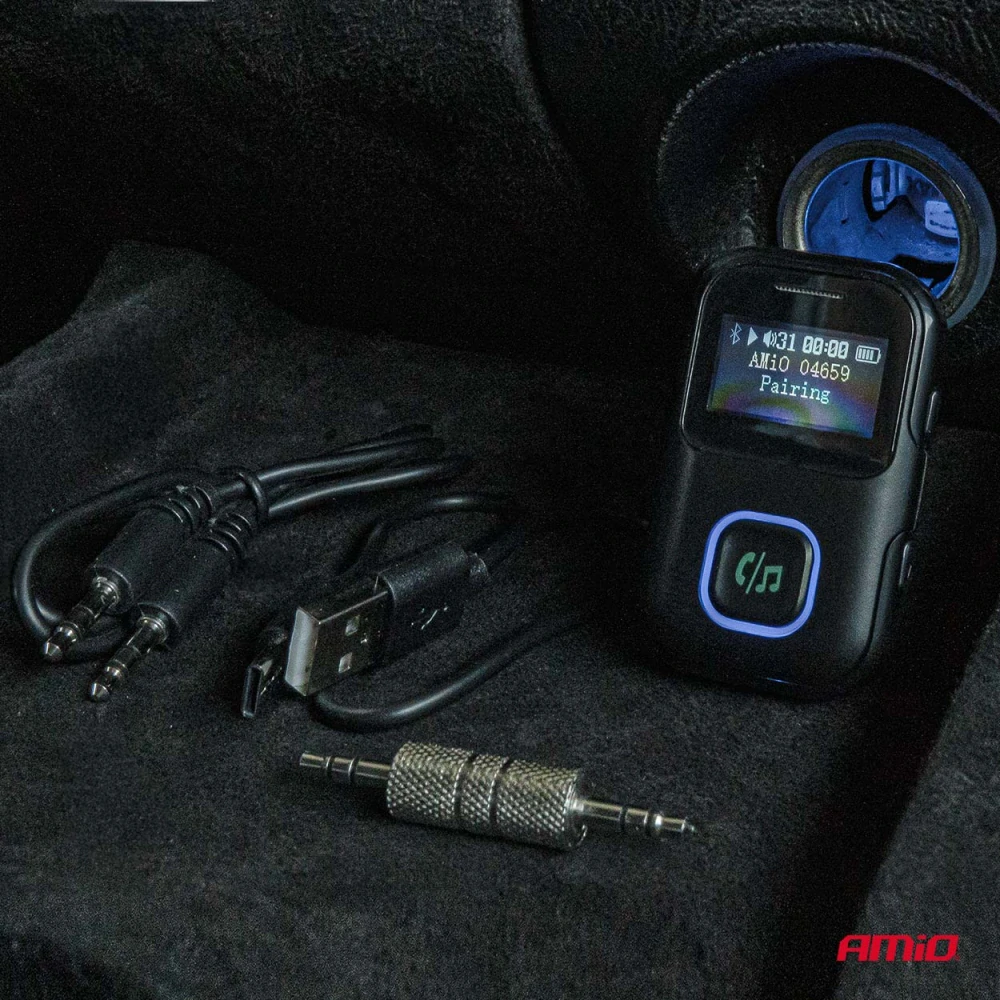 Bluetooth přijímač a vysílač s LCD displejem a 3.5 mm mini jackem, AMIO 