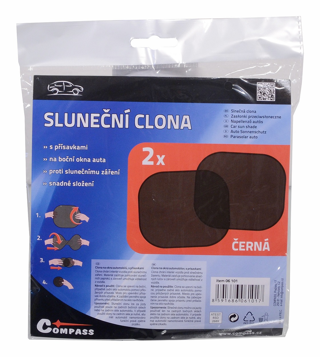 PROTISLUNEČNÍ CLONY NA BOČNÍ OKNO AUTA (2 KS) přísavky