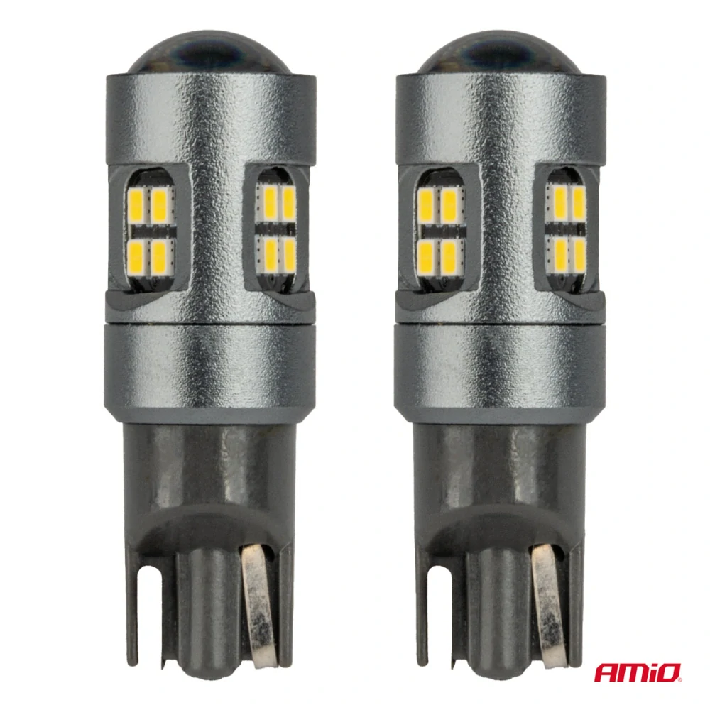LED žárovky W5W T10 AMIO CAN-BUS 16 SMD LED, bílé 5500K, 2 ks