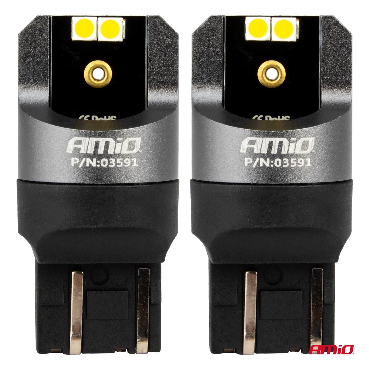 CAN-BUS žárovky T20 W21/5W (7443) 4 SMD LED bílé 6000K, AMIO 2 ks