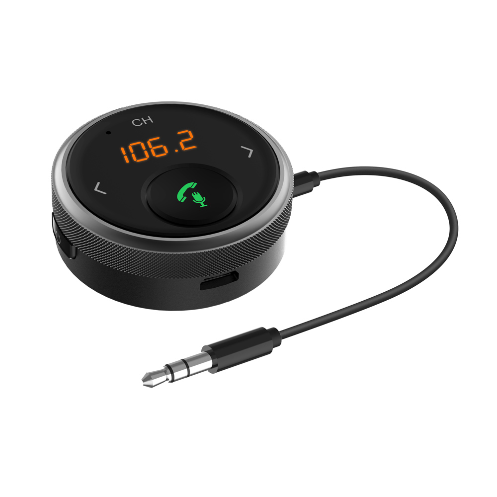 FM transmitter bluetooth 5.0 s AUX výstupem, AKU 300 mAh, CARCLEVER
