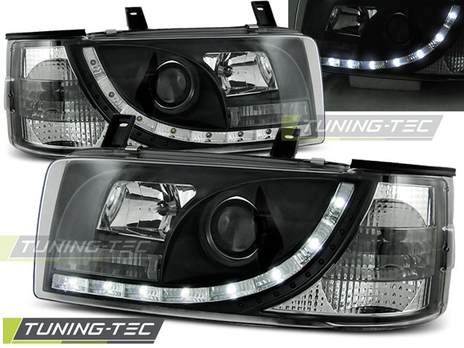 Přední světlomety, světla, lampy Volkswagen T4, 1990-2003, LED Daylight, černé black