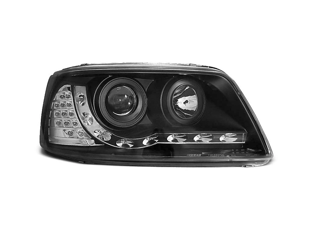 Přední světlomety, světla, lampy Volkswagen VW T5, 2003-2009, LED Daylight, černé black + LED blinkr