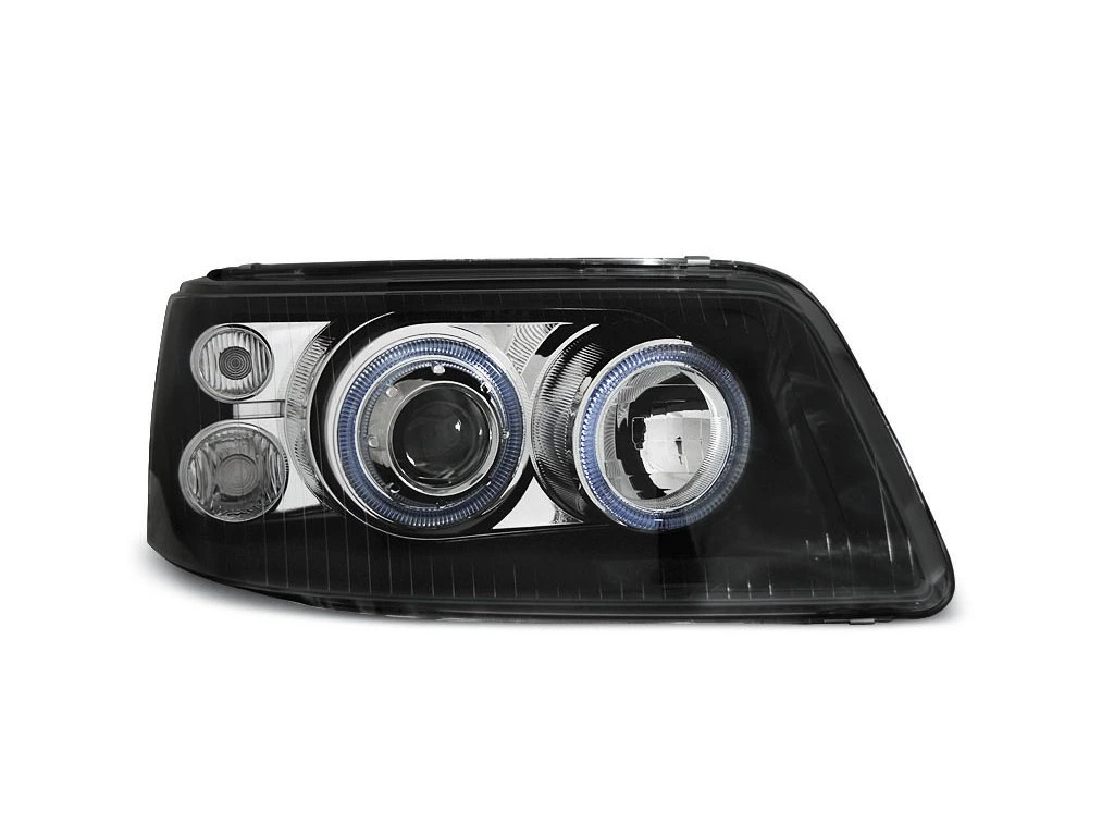 Přední světlomety, světla, lampy Volkswagen VW T5, 2003-2009, Angel Eyes, černé black