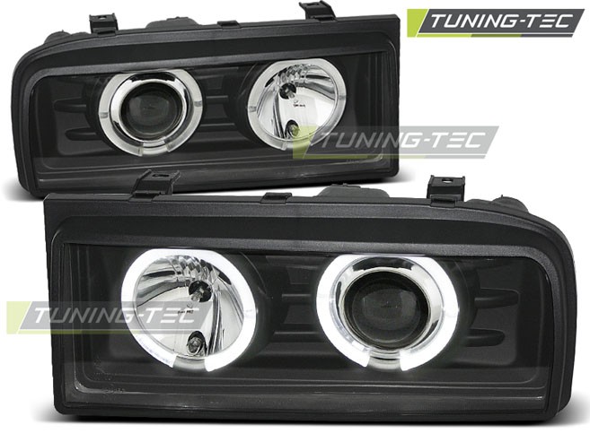 Přední světlomety, světla, lampy Volkswagen Corrado, 1988-1995, Angel Eyes, černé black, manuál 