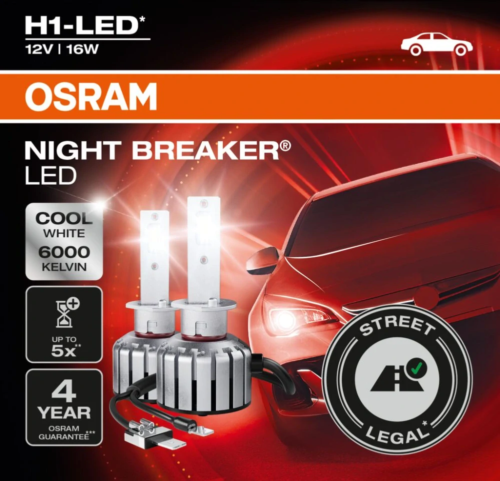 LED žárovky H1 OSRAM Night Breaker LED, legální
