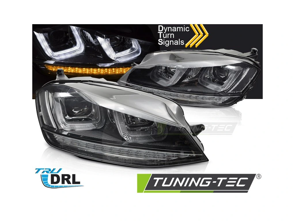 Přední světla VW Golf VII 13-17 SEQ černé s černou linkou