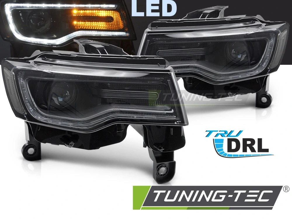 Přední světla Jeep Grand Cherokee 16-21 černé TRU DRL LED