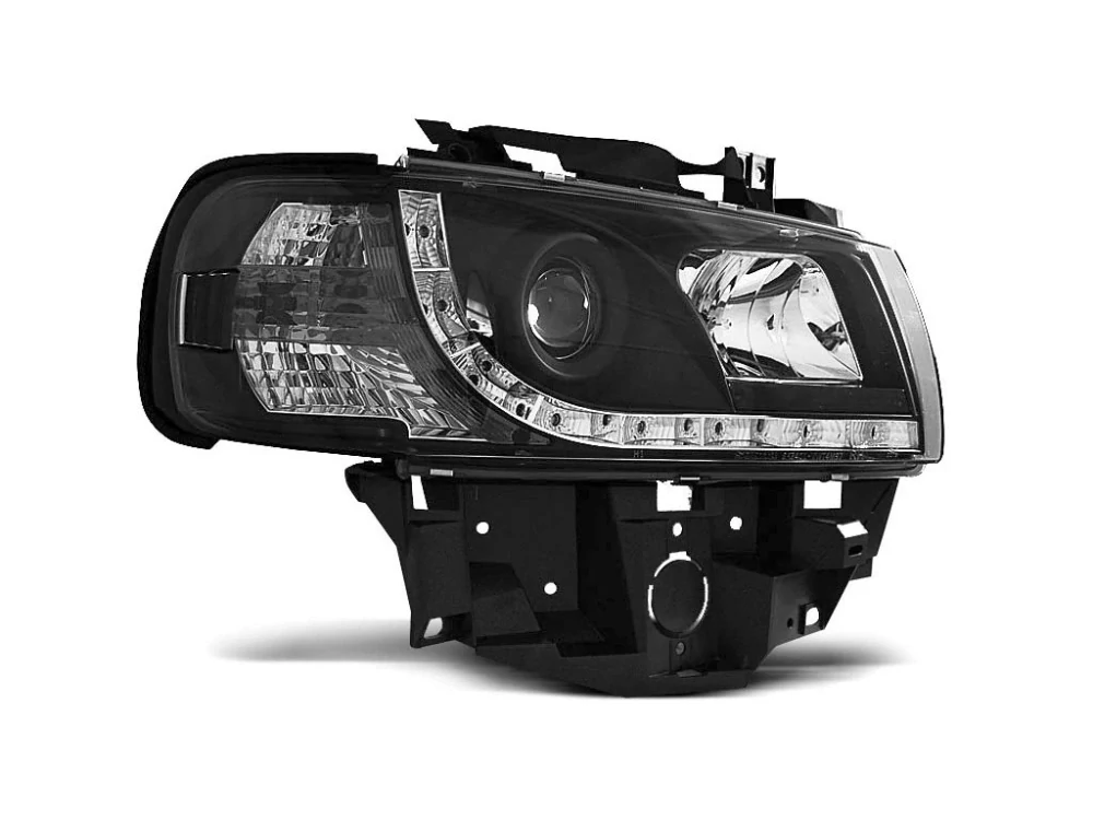 Přední světla Volkswagen T4, 1996-2003, LED Daylight, černé black (BUS)