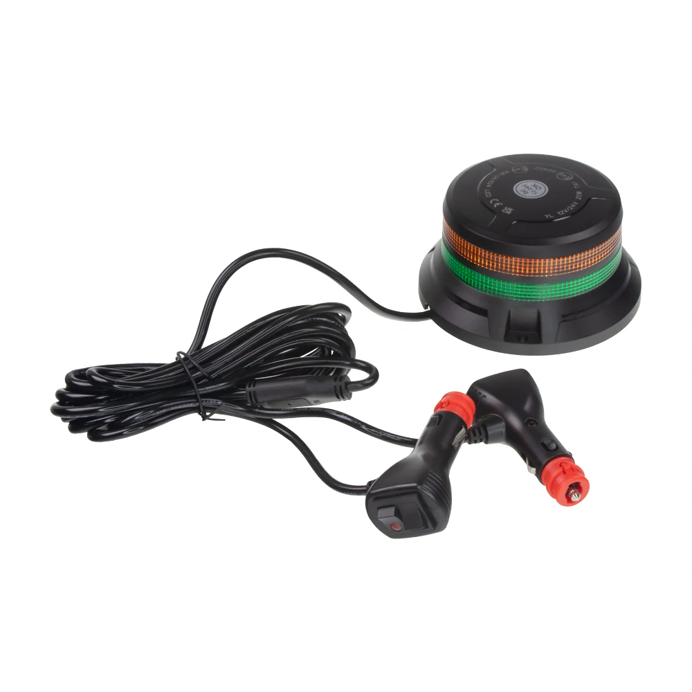 LED maják, 12-24V, 48xLED zelený/oranžový, magnet, ECE R65