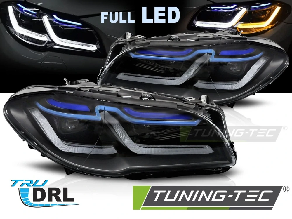 Přední světla BMW F10 / F11 13-16 černá, DRL FULL LED