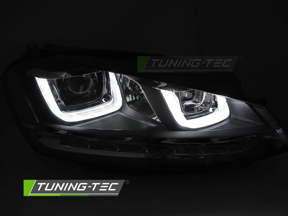 Přední světla VW GOLF VII 13-17 černá/stříbrný pruh LED SEQ DRL
