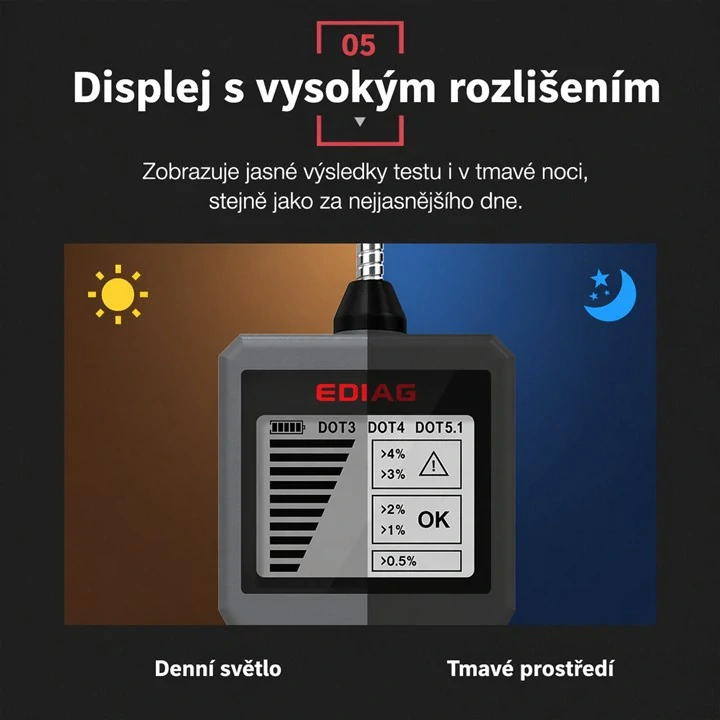 Profesionální tester brzdové kapaliny s LCD