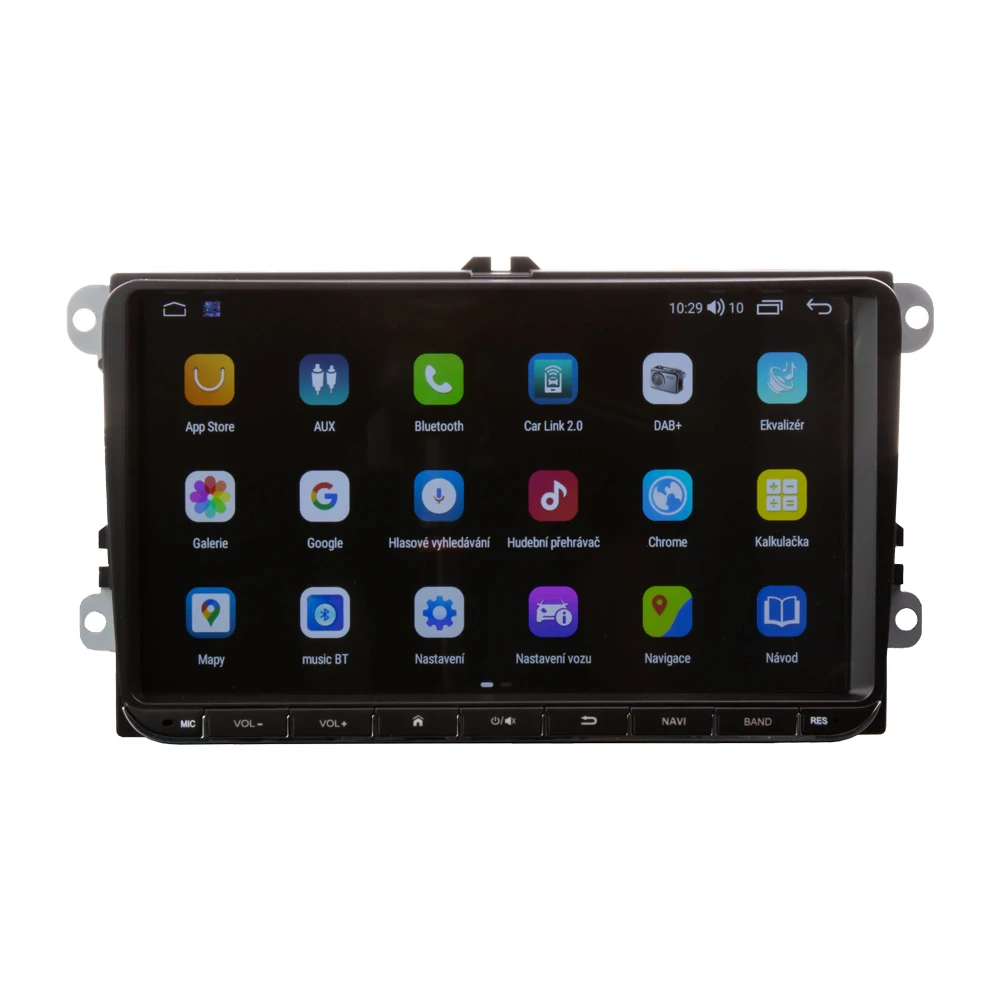 Autorádio pro VW, Škoda s 9" LCD, Android, Wi-Fi, GPS, CarPlay, Bluetooth, 4G, 2x USB