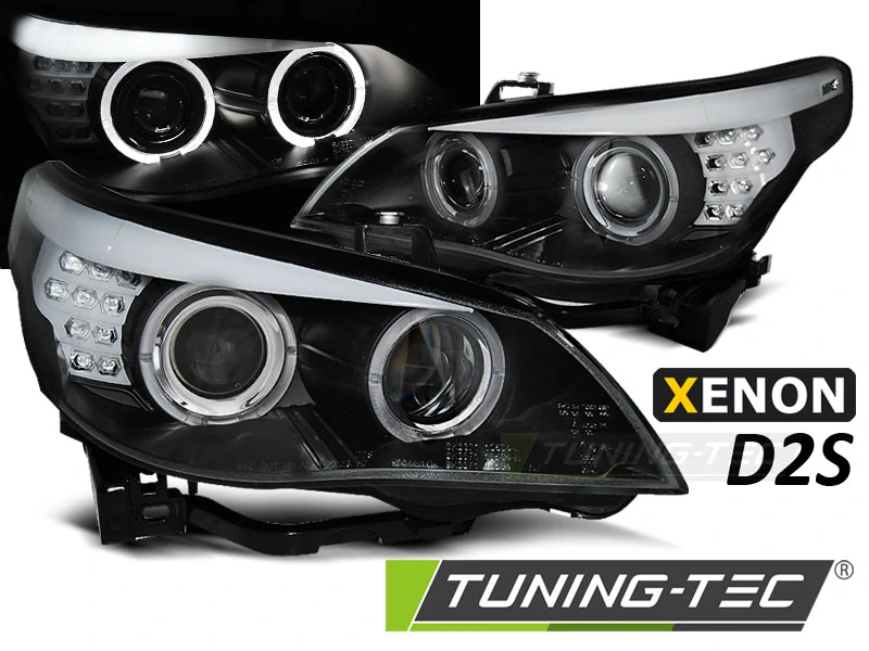 Přední světla BMW E60/E61 03-04 ANGEL EYES LED INDICATOR XENON D2S černá