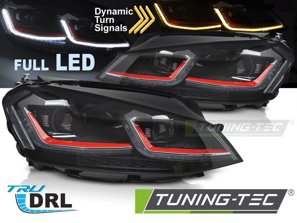 Přední světla VW GOLF VII 2013-2017 RED FULL LED SEQ DRL