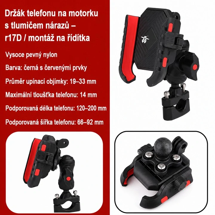 Univerzální držák telefonu + kameru, antivibrační na kolo, motocykl