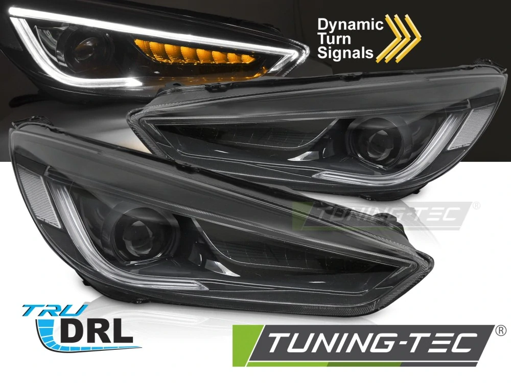 Přední světla Ford Focus MK3 2014-2018 černá LED DRL