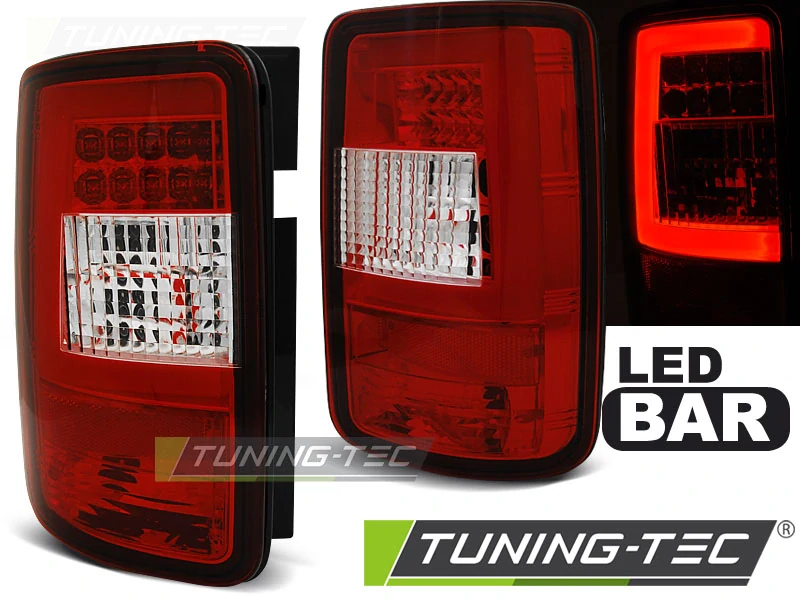 Zadní světla VW Caddy 2003-2014 červená/krystal LED BAR