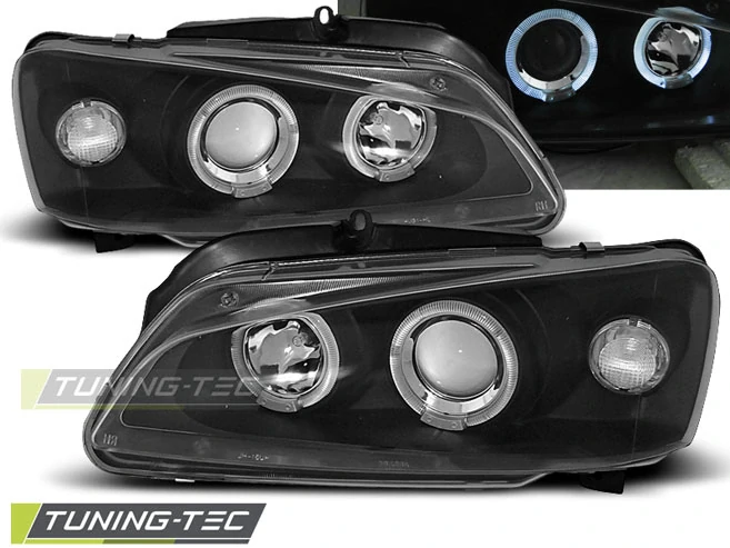 Přední světla Peugeot 106 1996-2003 Angel Eyes - černé