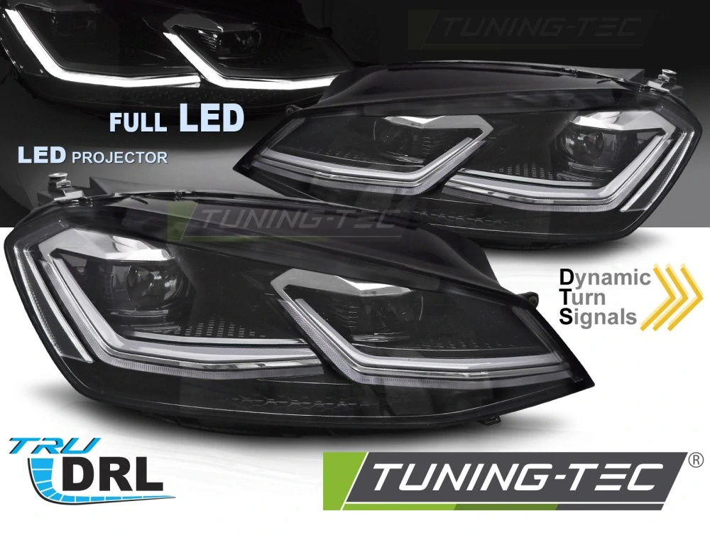 Přední FULL LED světlomety SILVER LINE s DRL – VW Golf VII (2012-2017)
