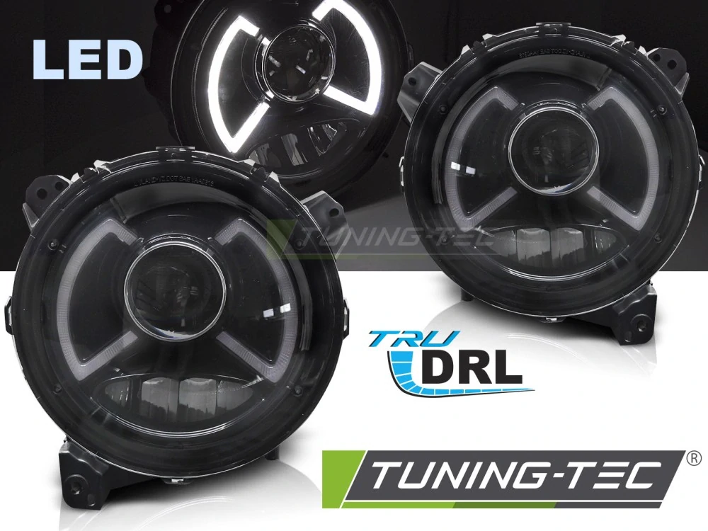 Přední FULL LED světla, světlomety, lampy Jeep Wrangler JL, 2018-2023, DRL, černé