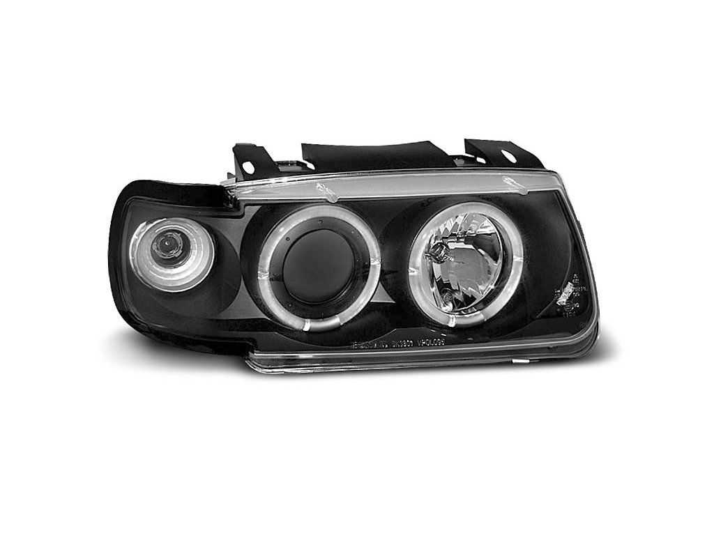 Přední světla VW Polo 6N 95-98 Angel Eyes - černé