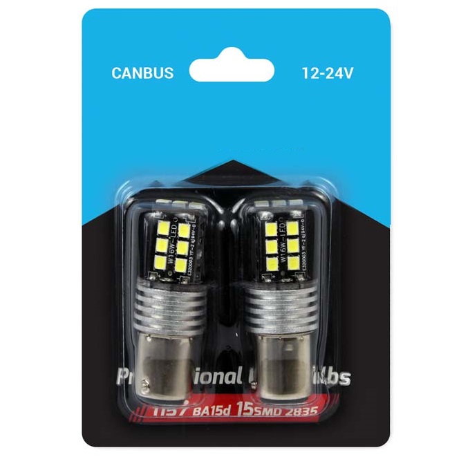 LED DIODOVÉ ŽÁROVKY BA15S - 15 SMD LED 2835 - BÍLÉ (2 KS)