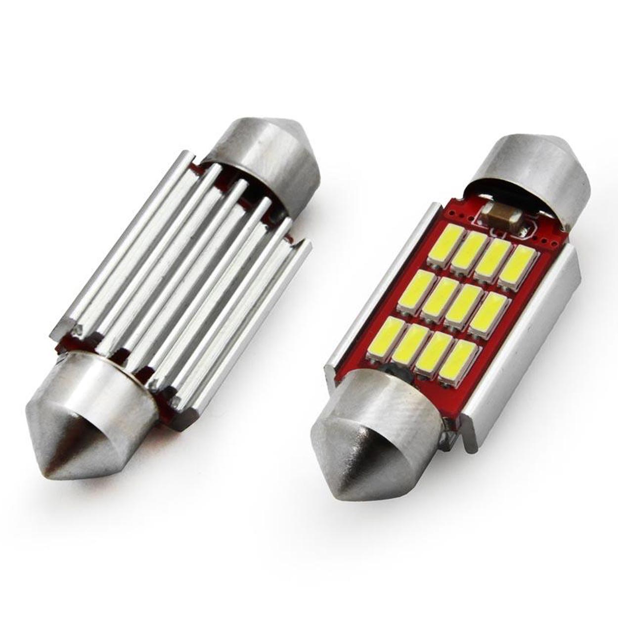 CAN-BUS sufitové žárovky s chladičem 12 SMD LED, 36 mm, bílé - AMIO