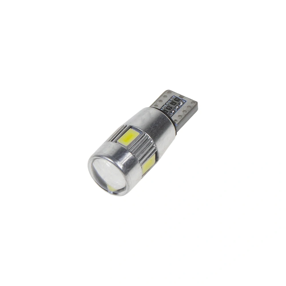 LED žárovka 12V T10 bílá, 6SMD s čočkou