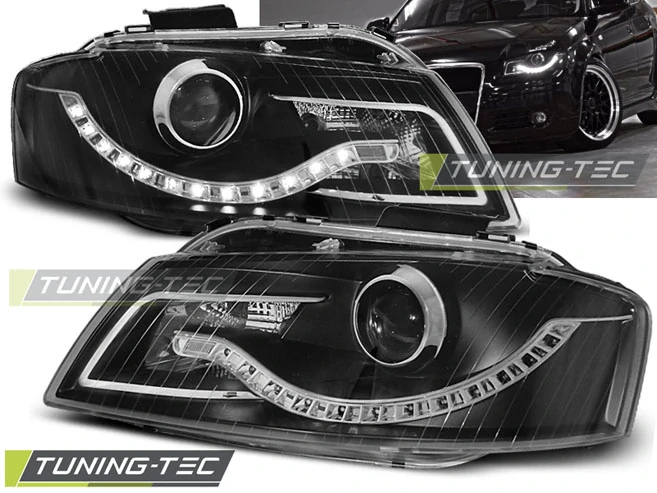 Přední světla Audi A3 8P, 2003-2008, LED Daylight, černé black