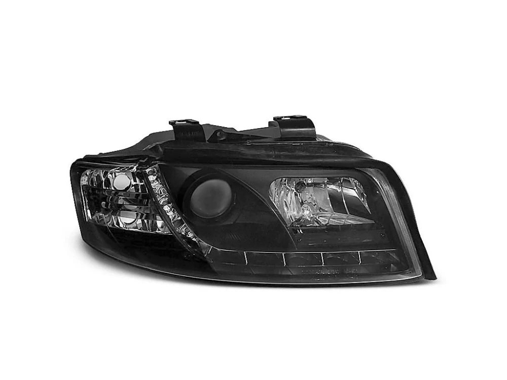 PŘEDNÍ SVĚTLOMETY AUDI A4, 2001-2004, LED DAYLIGHT, ČERNÉ BLACK