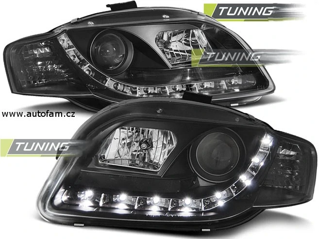 Přední světlomety Audi A4 B7, 2004-2008, LED Daylight, černé black LPAU42