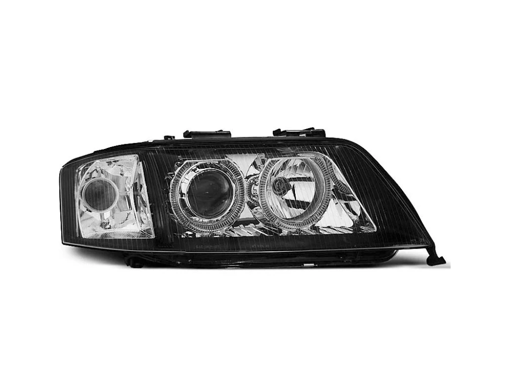 PŘEDNÍ SVĚTLOMETY AUDI A6, 2001-2004, ANGEL EYES, XENON D2S, ČERNÉ BLACK