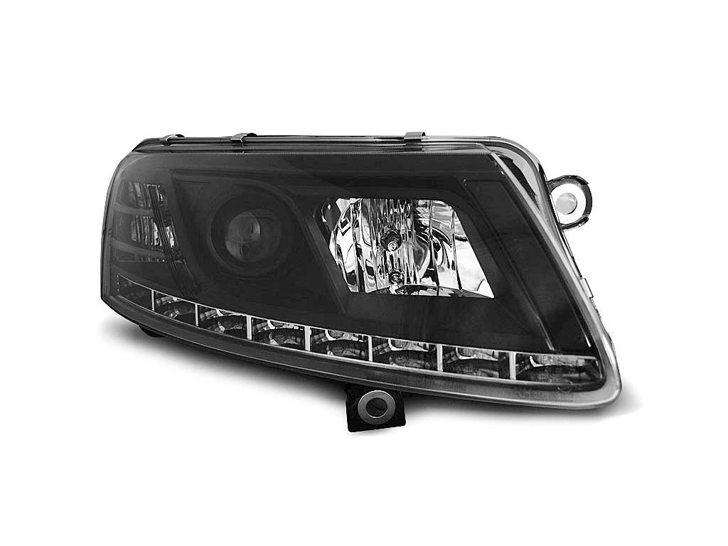 Přední světlomety Audi A6, 2004-2008, LED Daylight, černé black s homologací LED pásku