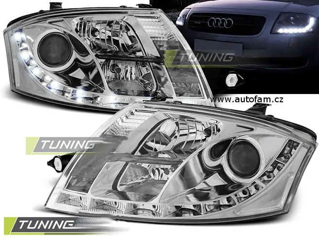 PŘEDNÍ SVĚTLA AUDI TT, 1999-2005, LED DAYLIGHT, CHROM