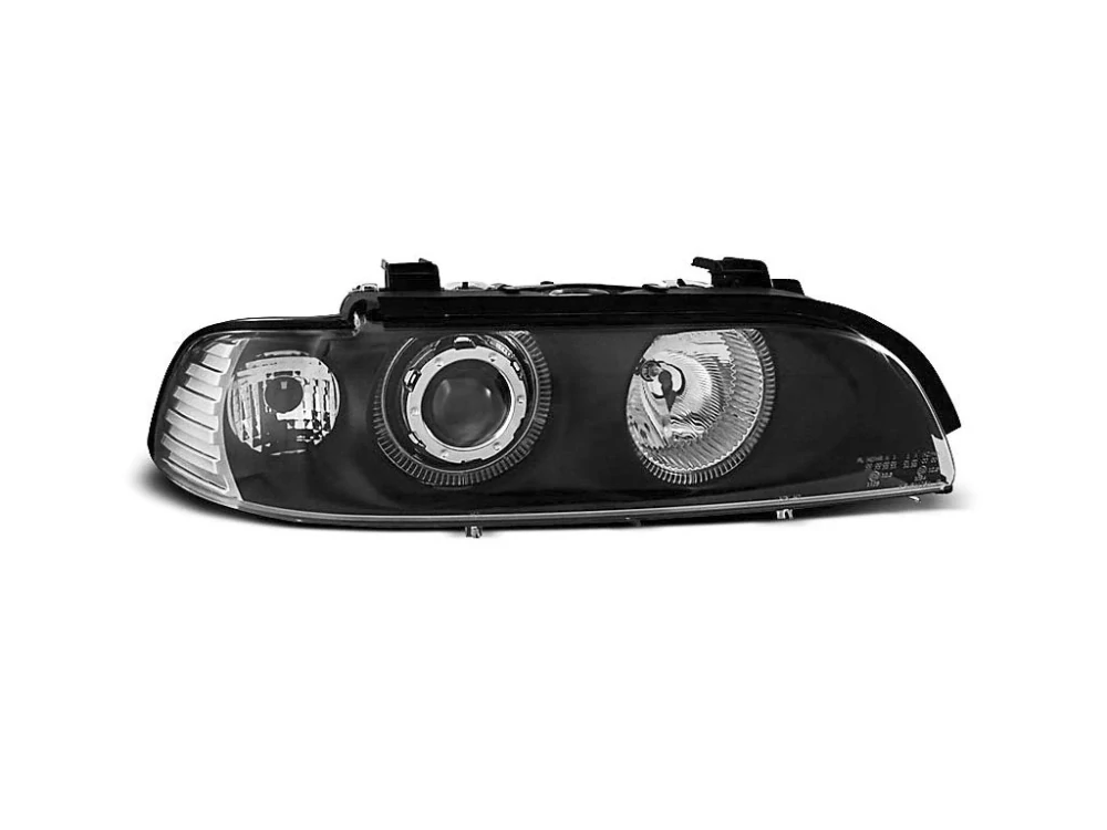 PŘEDNÍ SVĚTLOMETY, SVĚTLA, LAMPY BMW E39, 1995-2003, ANGEL EYES, ČERNÉ BLACK, MANUÁL