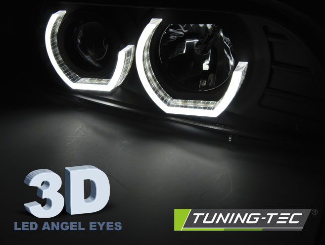 PŘEDNÍ SVĚTLOMETY, SVĚTLA, LAMPY BMW E39, 1995-2003, ANGEL EYES, ČERNÉ BLACK, S LED BLINKREM, MANUÁL