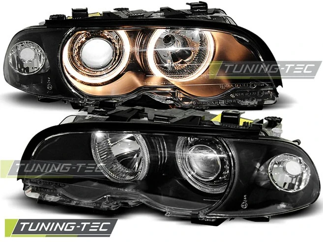 Přední světla BMW E46 Coupe Cabrio 99-01 Angel Eyes - černé